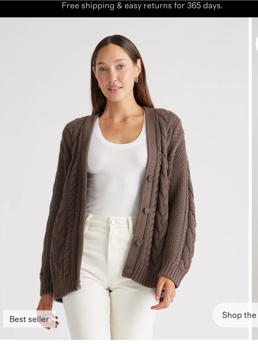 100% Corton Oversized Cable Cardigan